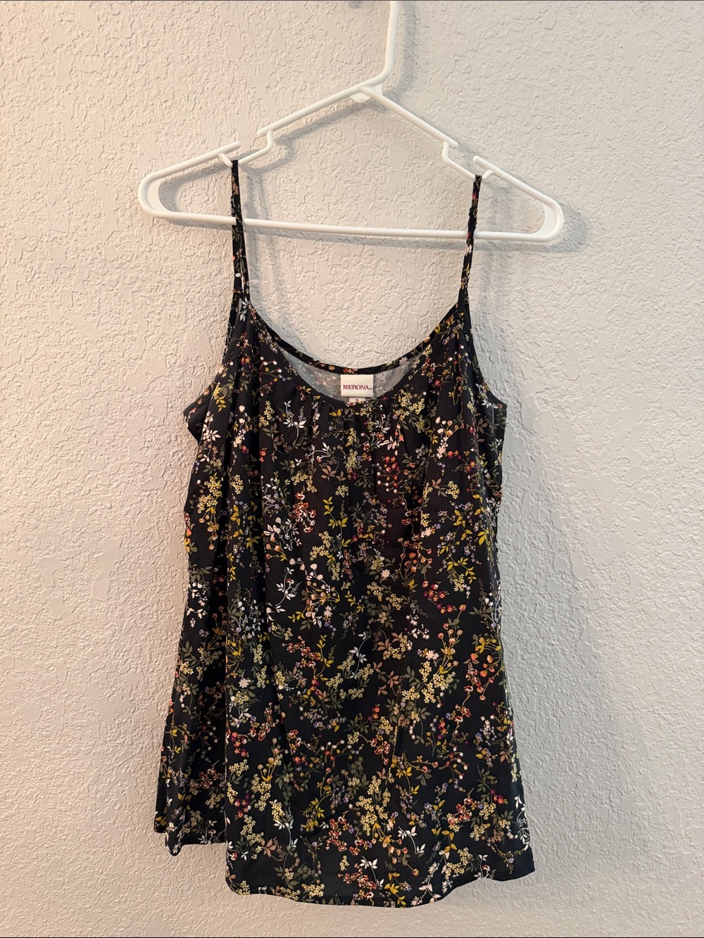 Merona Black Floral Spaghetti-Strap Cami with Multicolor Florals